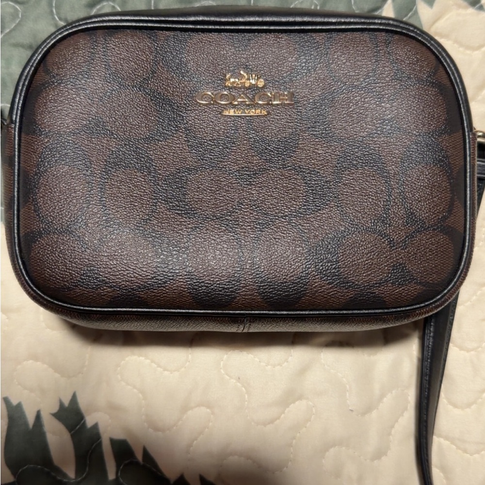 Coach Signature Brown and Black Crossbody Bag